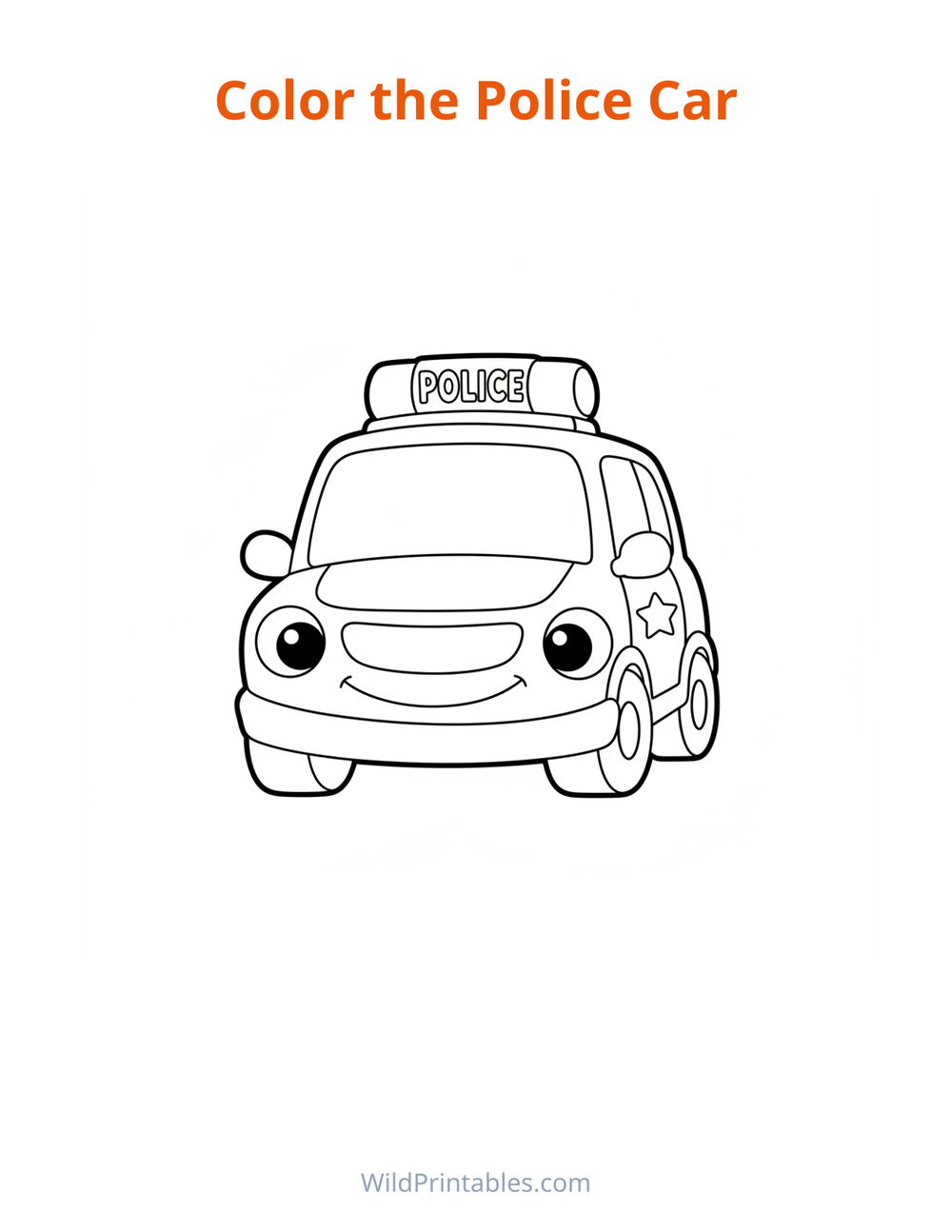 Police Car Coloring Page — free printable coloring for kids