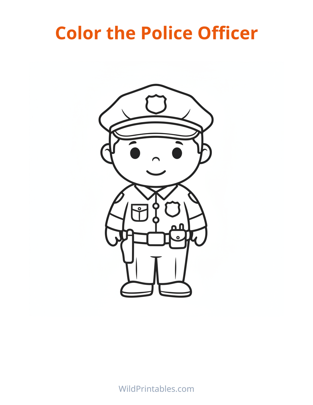 Police Officer Coloring Page — free printable coloring for kids