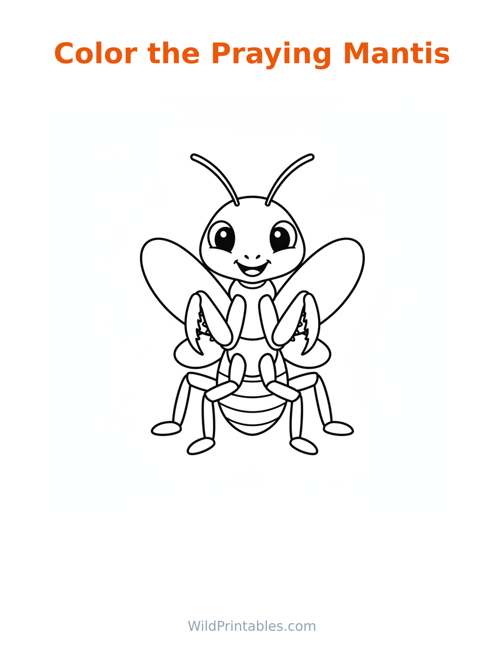 Praying Mantis Coloring Page — free printable coloring for kids