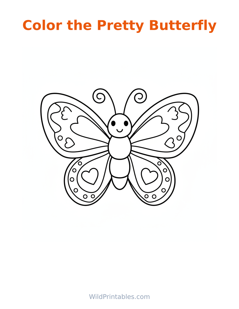 Pretty Butterfly Coloring Page — free printable coloring for kids