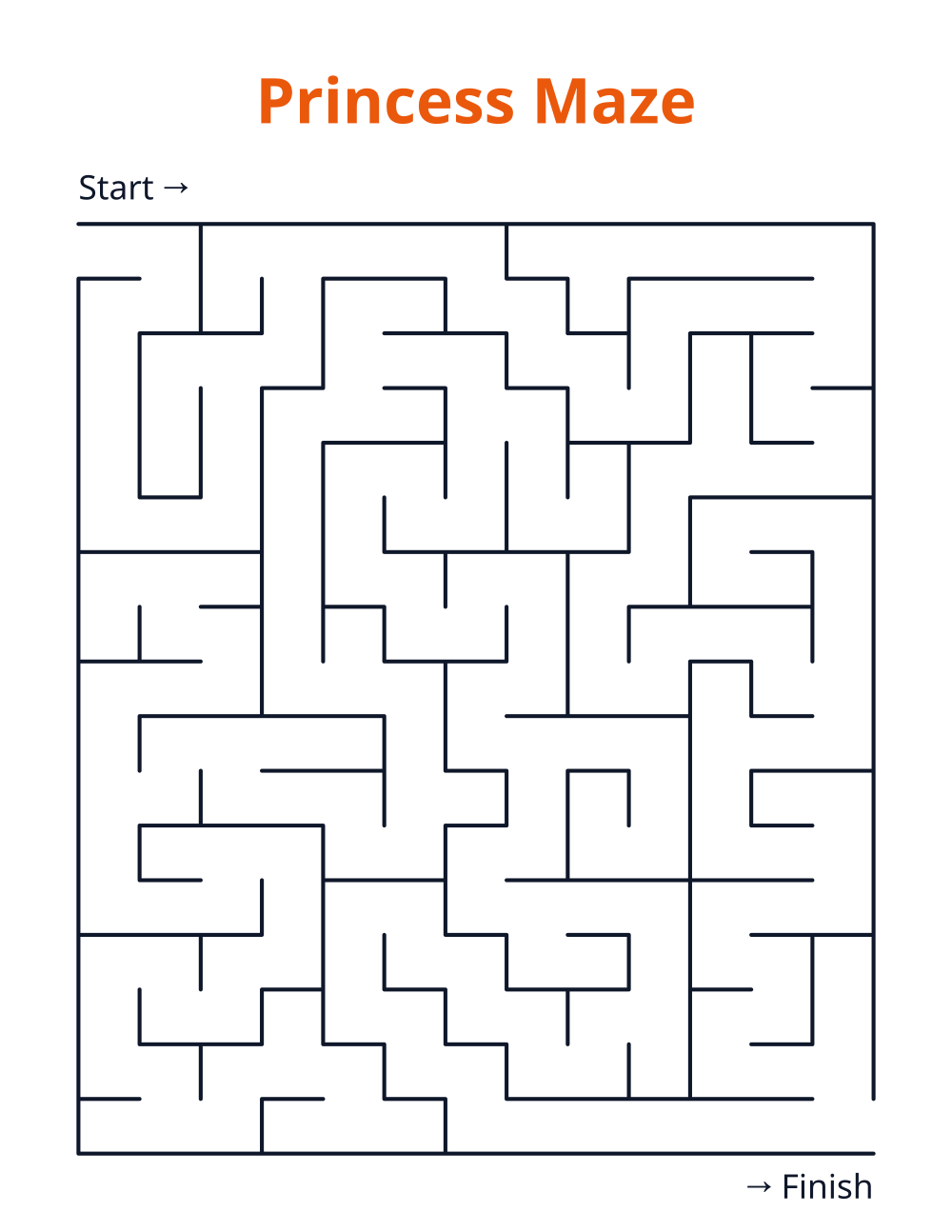 Princess Maze — free printable maze for kids