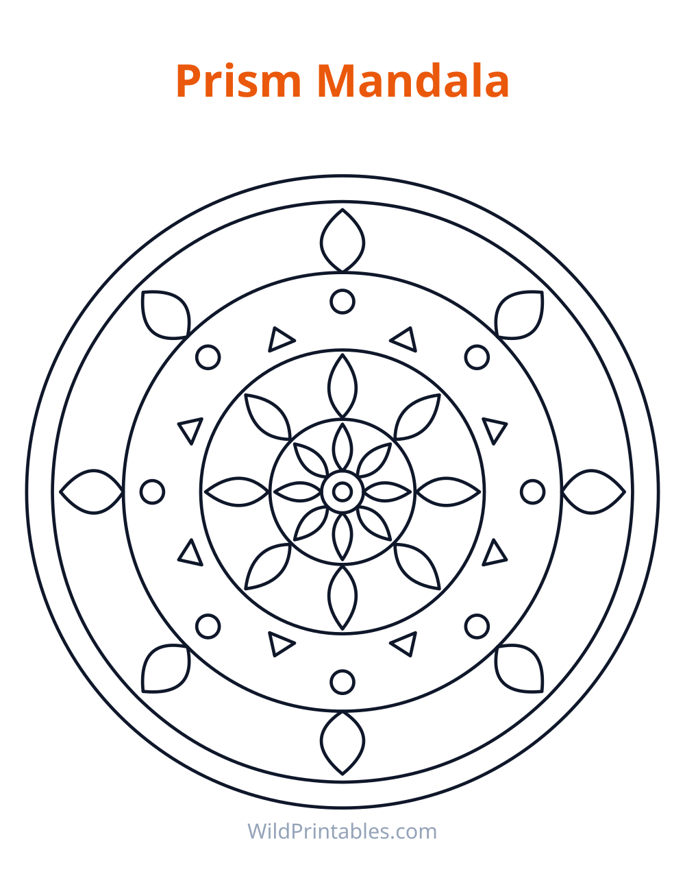 Prism Mandala — free printable mandala for kids to print and color at home