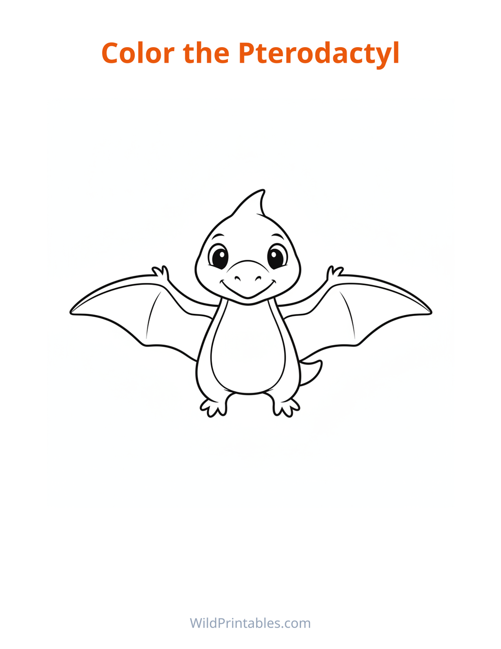 Pterodactyl Coloring Page — free printable coloring for kids to print and color at home