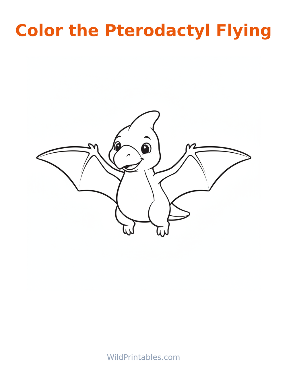 Pterodactyl Flying Coloring Page — free printable coloring for kids