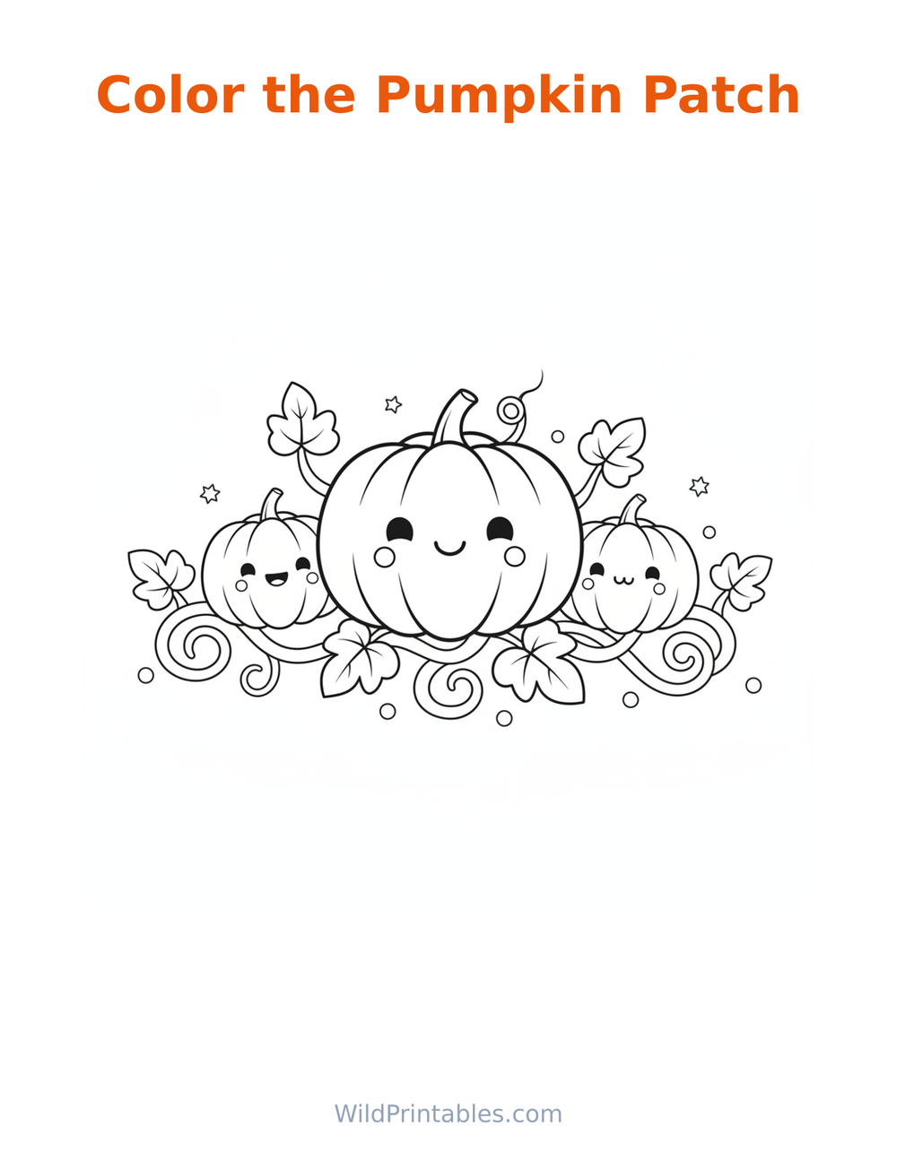 Pumpkin Patch Coloring Page — free printable coloring for kids to print and color at home