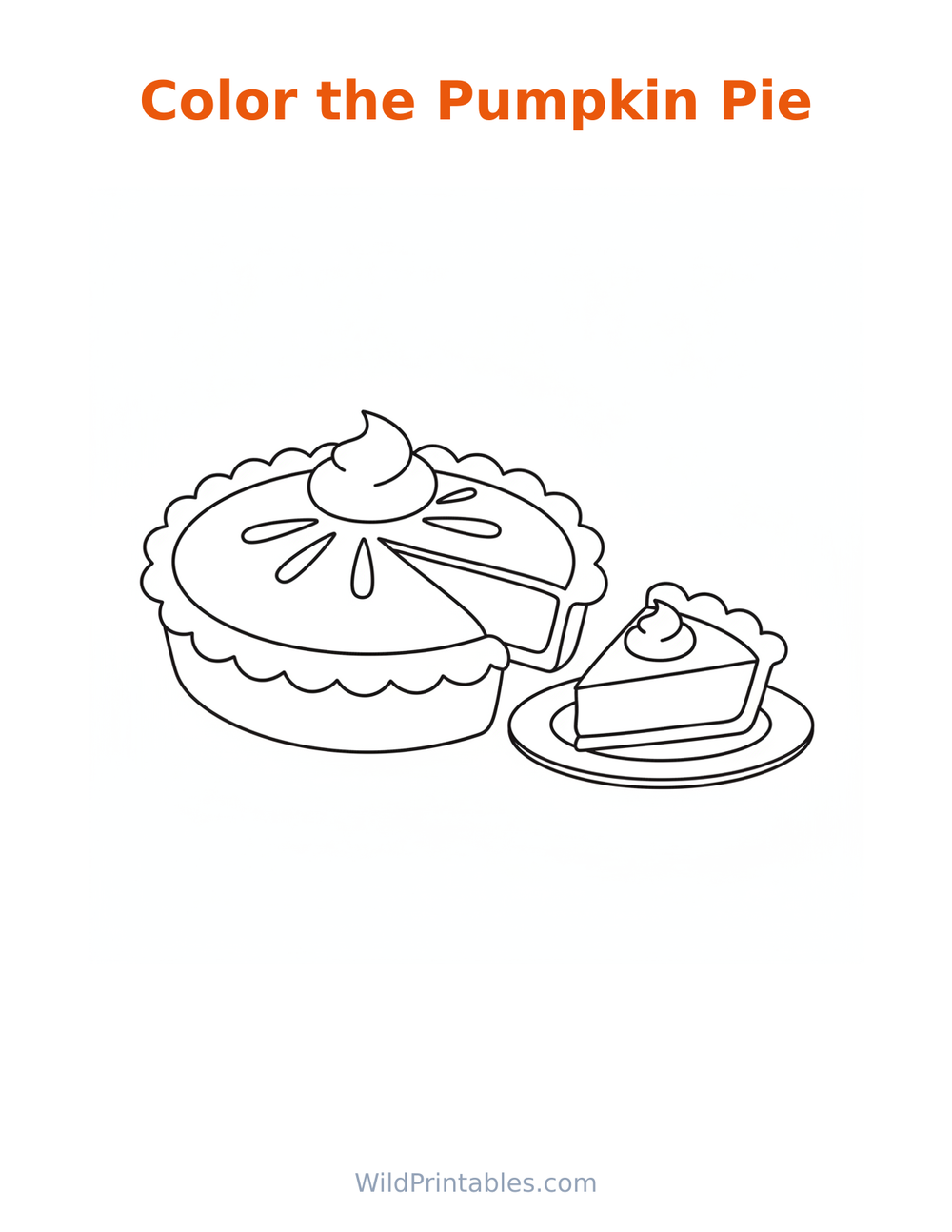 Pumpkin Pie Coloring Page — free printable coloring for kids