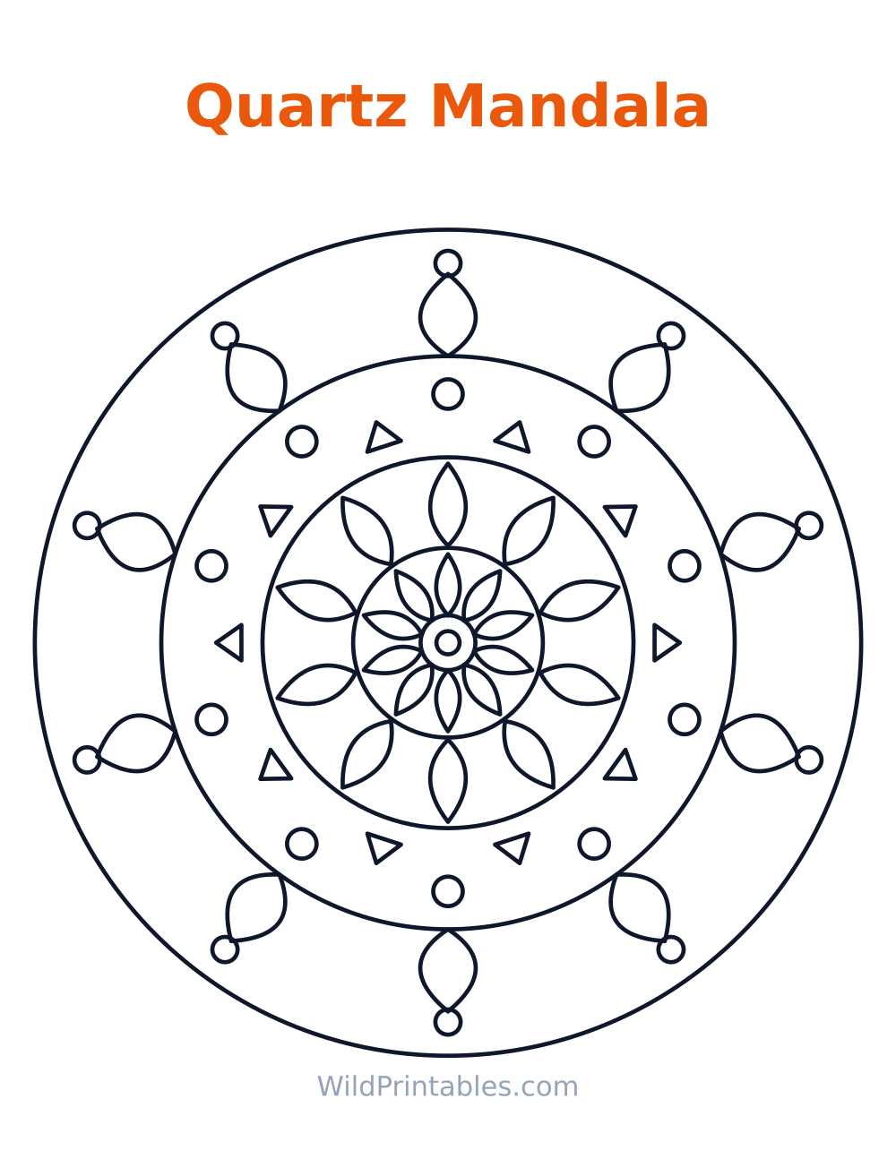 Quartz Mandala — free printable mandala for kids
