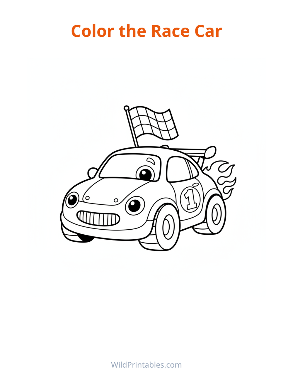 Race Car Coloring Page — free printable coloring for kids