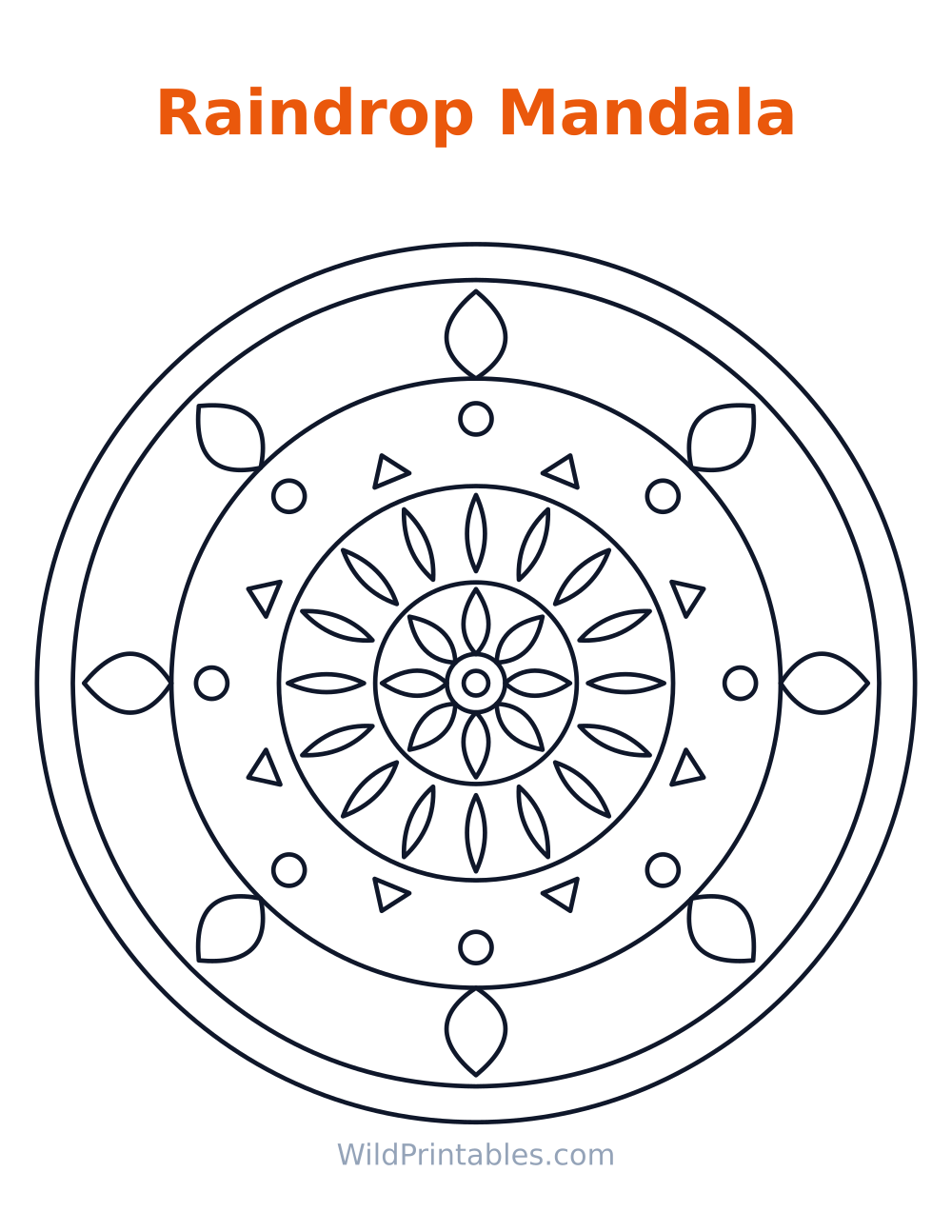 Raindrop Mandala — free printable mandala for kids