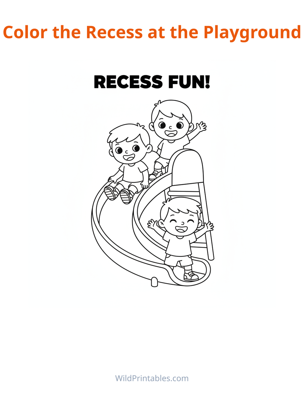 Recess at the Playground Coloring Page — free printable coloring for kids
