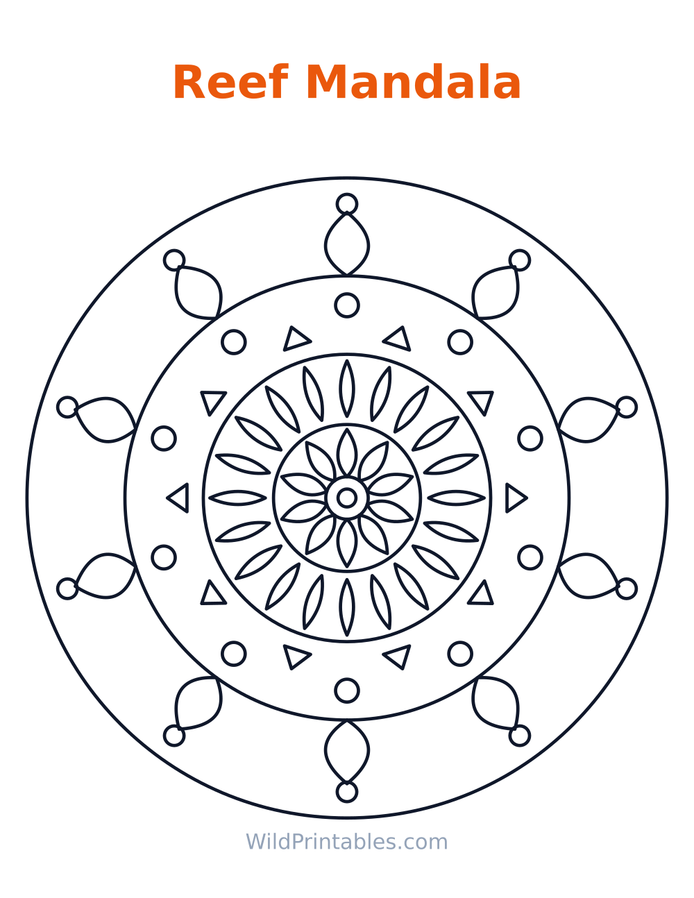 Reef Mandala — free printable mandala for kids