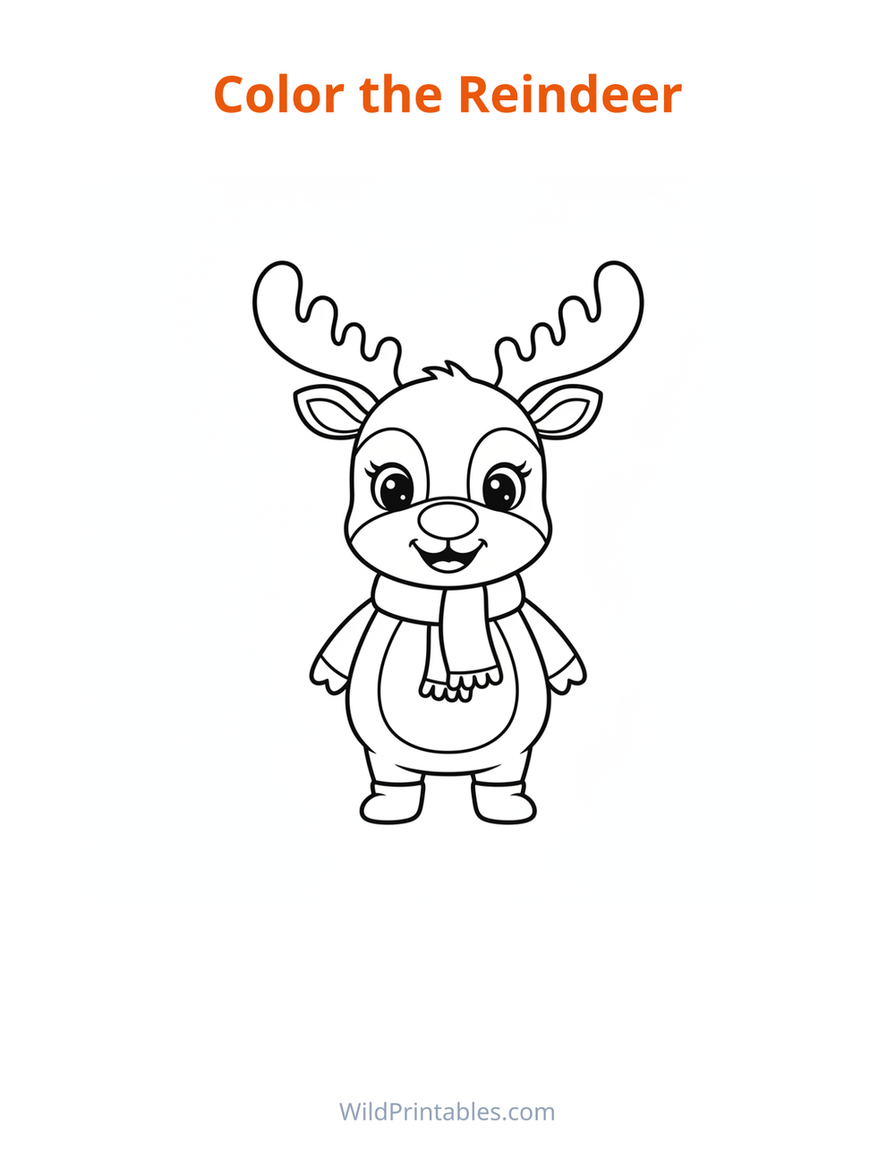 Reindeer Coloring Page — free printable coloring for kids
