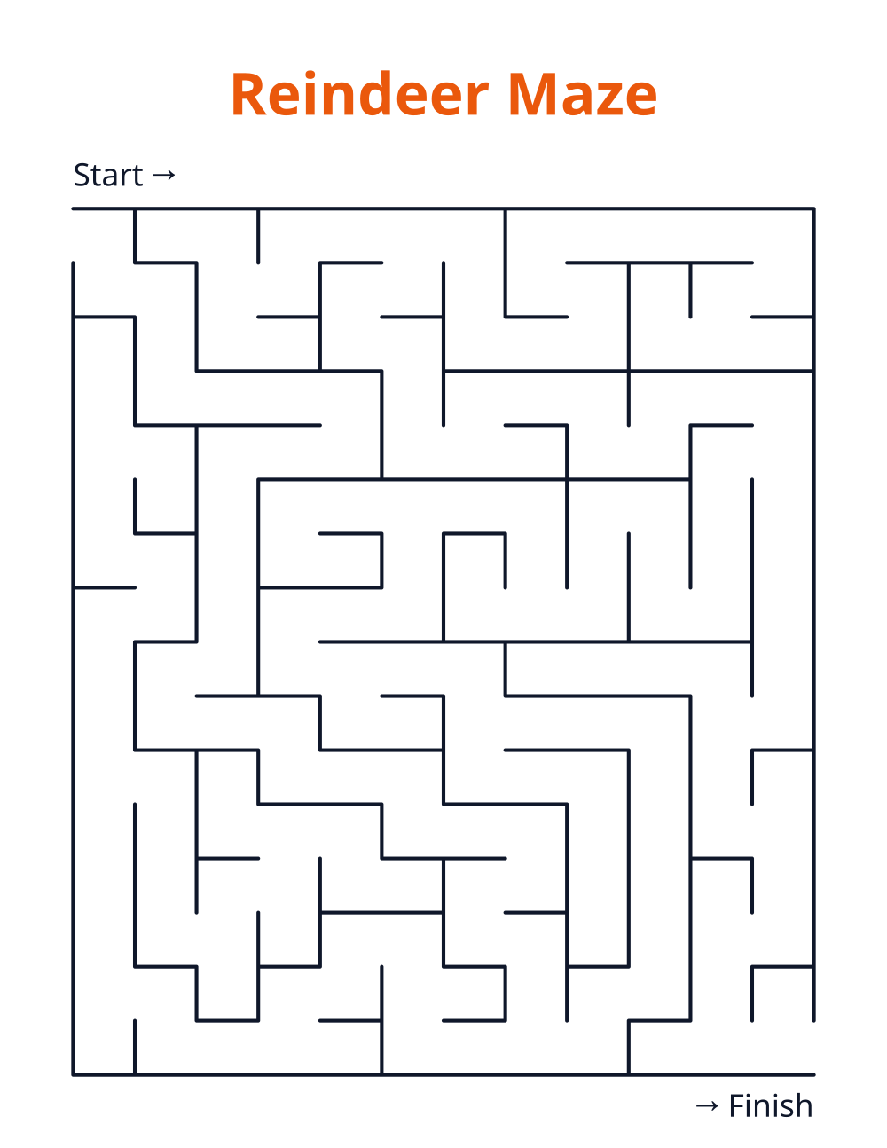 Reindeer Maze — free printable maze for kids