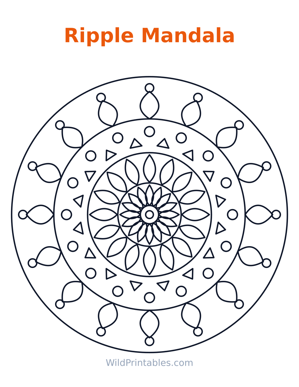 Ripple Mandala — free printable mandala for kids