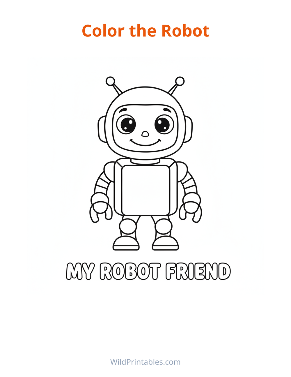 Robot Coloring Page — free printable coloring for kids