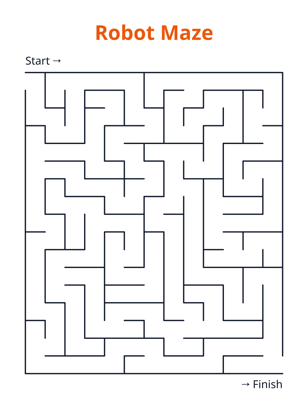 Robot Maze — free printable maze for kids