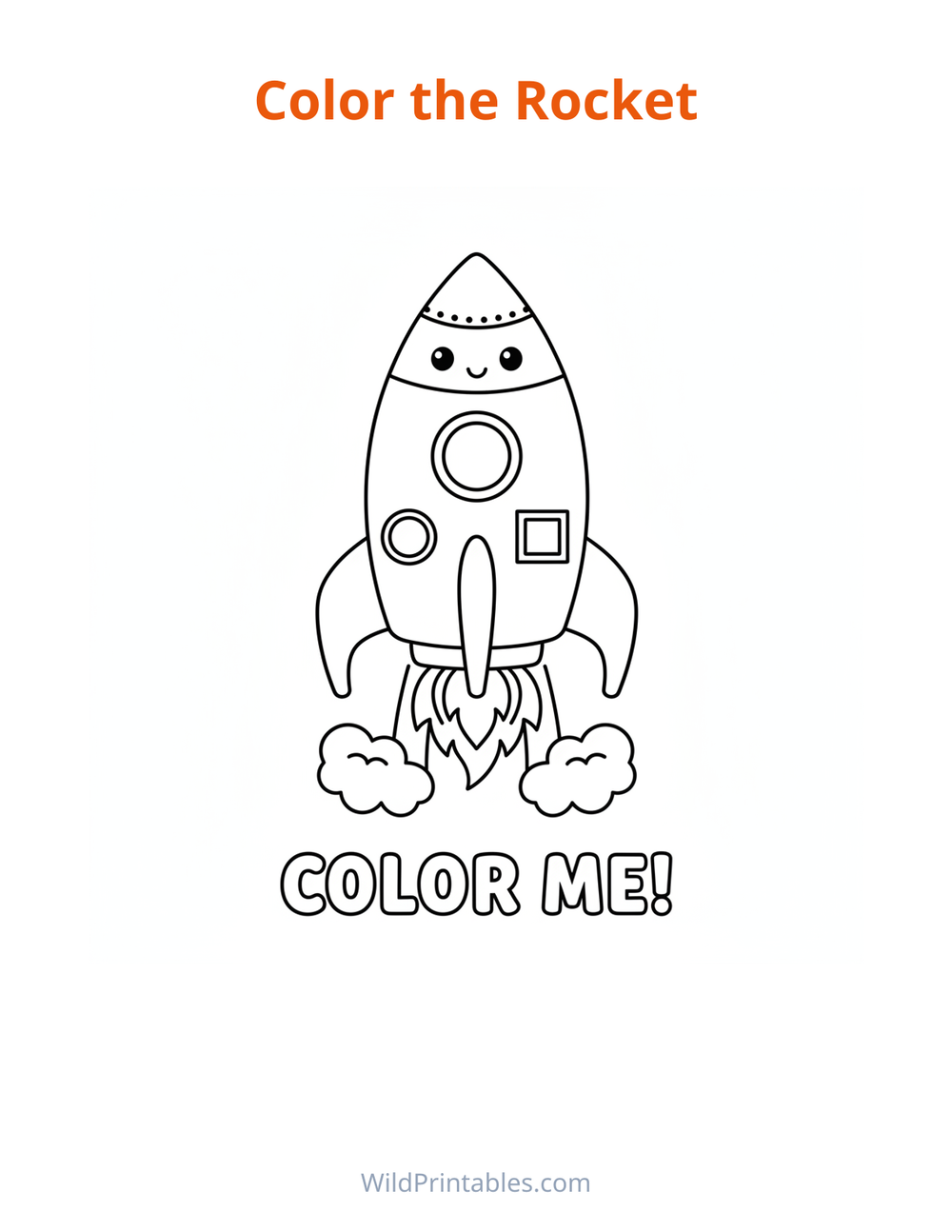Rocket Coloring Page — free printable coloring for kids to print and color at home