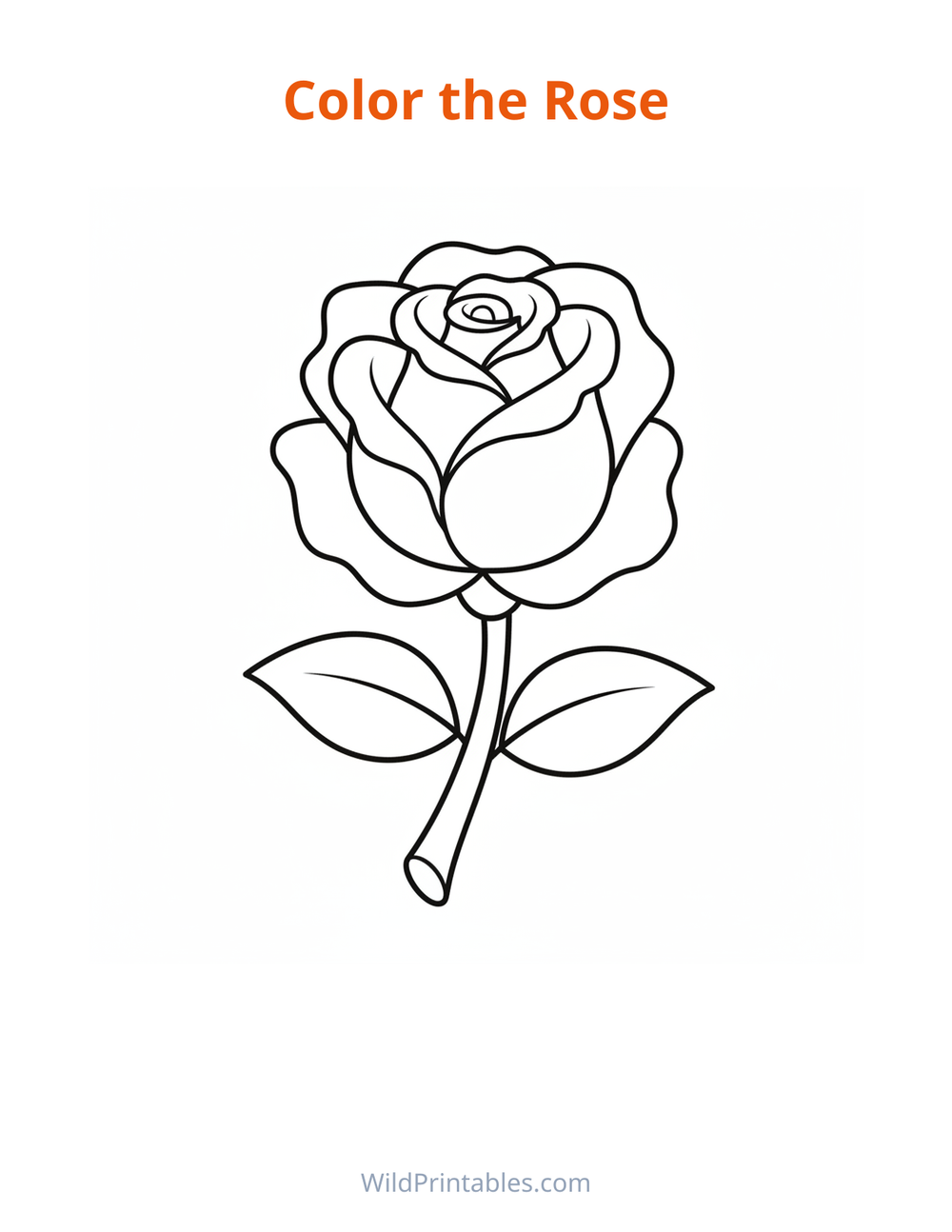Rose Coloring Page — free printable coloring for kids