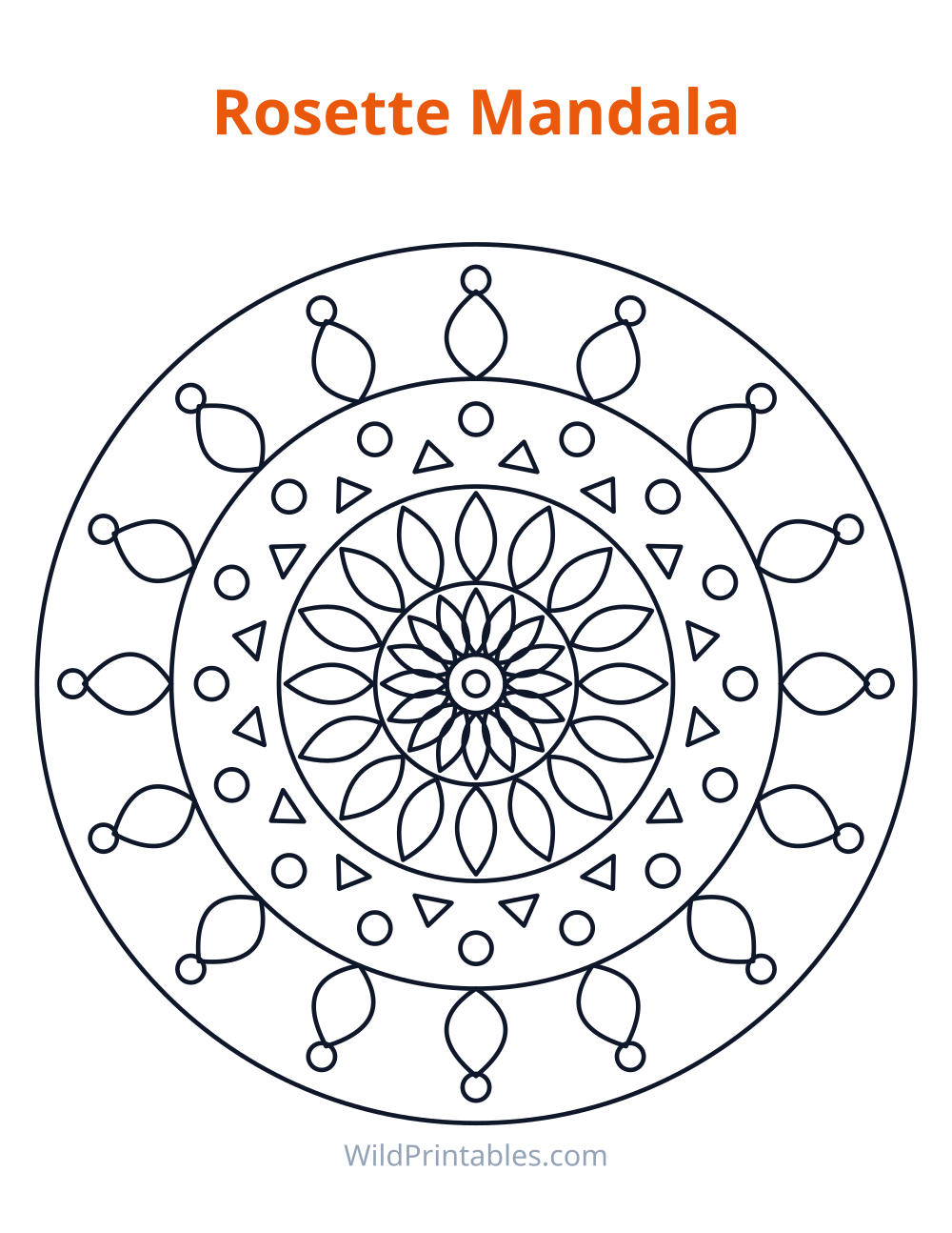 Rosette Mandala — free printable mandala for kids to print and color at home