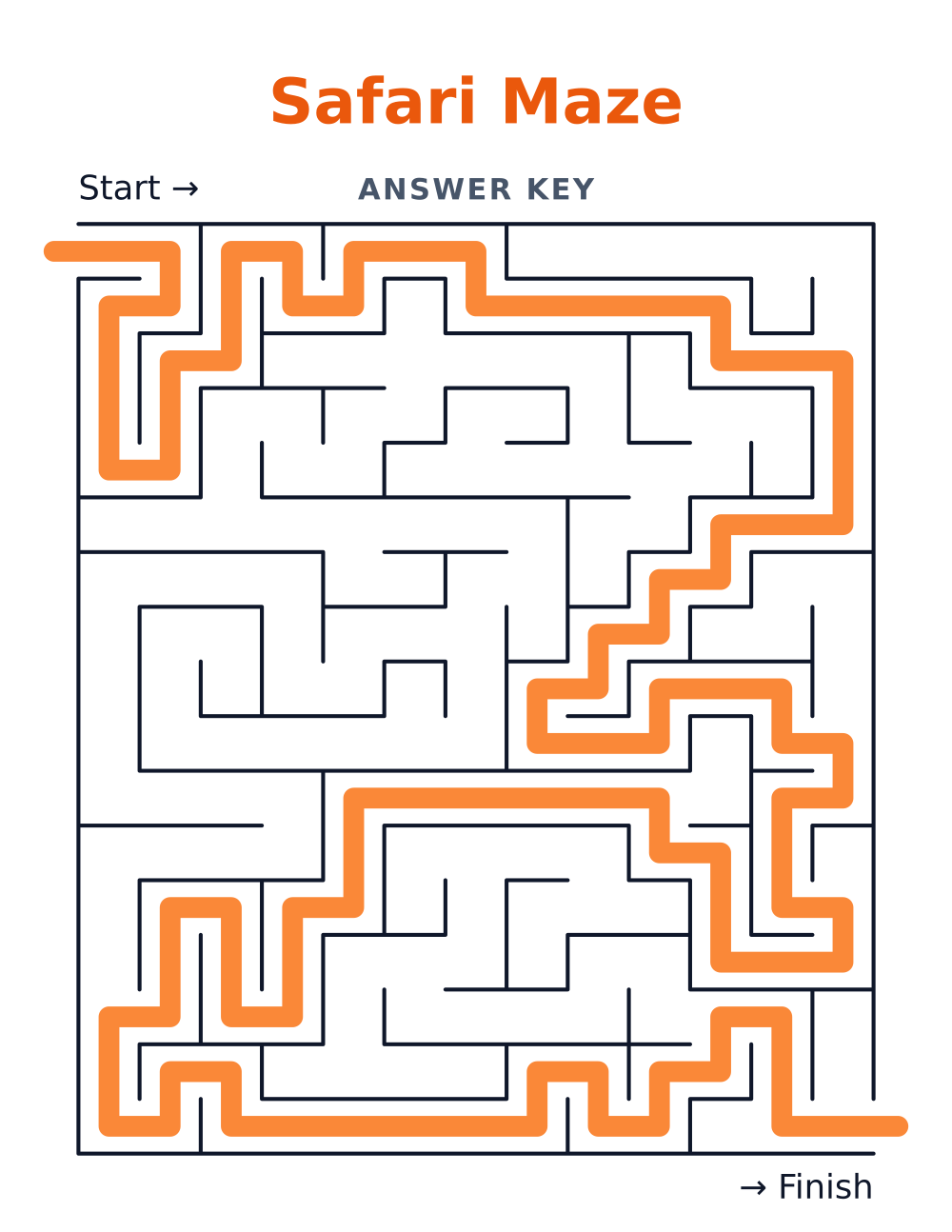Safari Maze — answer key