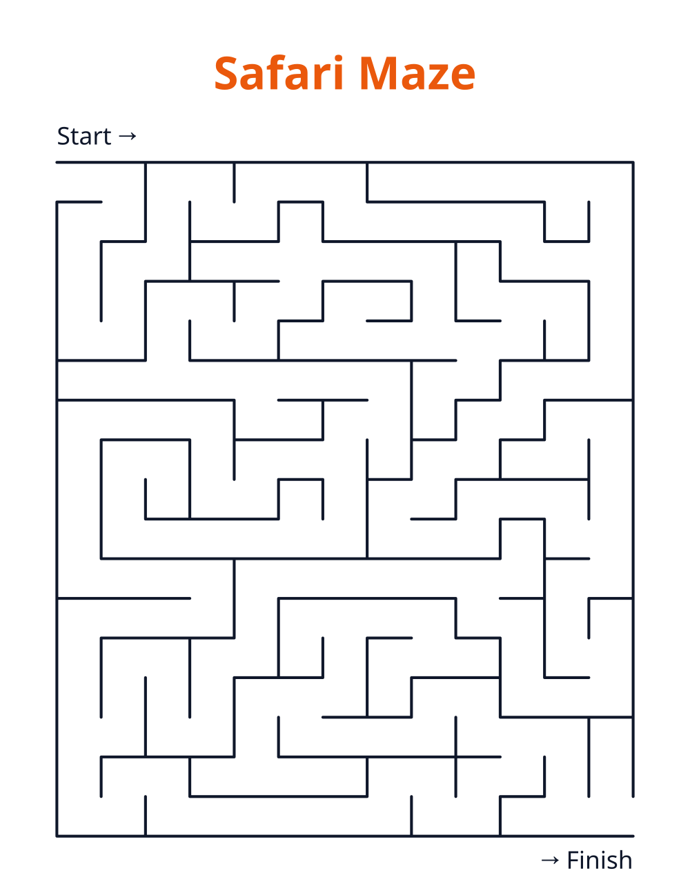 Safari Maze — free printable maze for kids