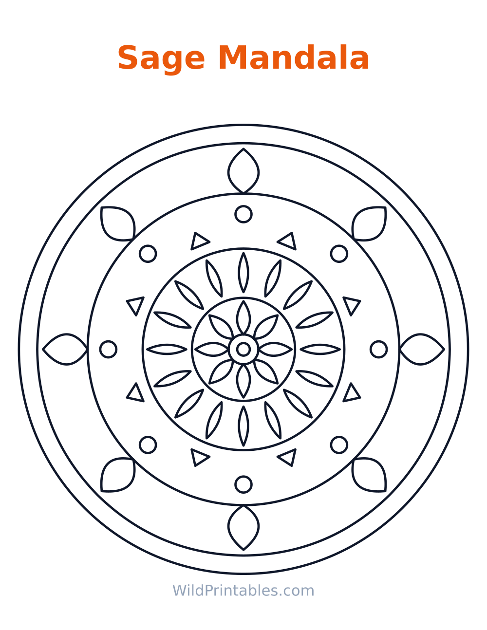 Sage Mandala — free printable mandala for kids
