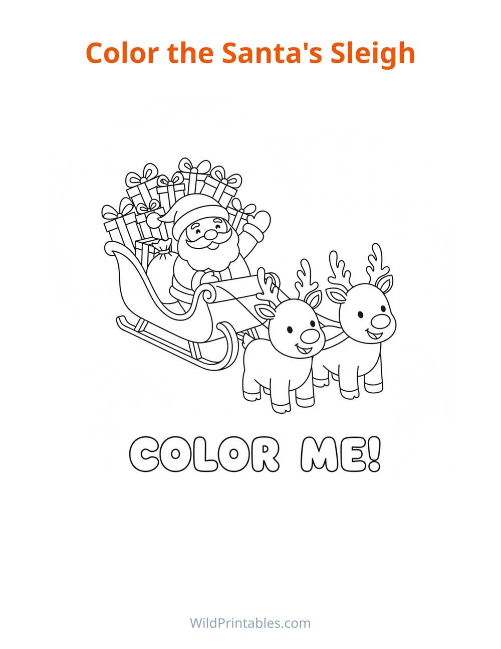 Santa's Sleigh Coloring Page — free printable coloring for kids