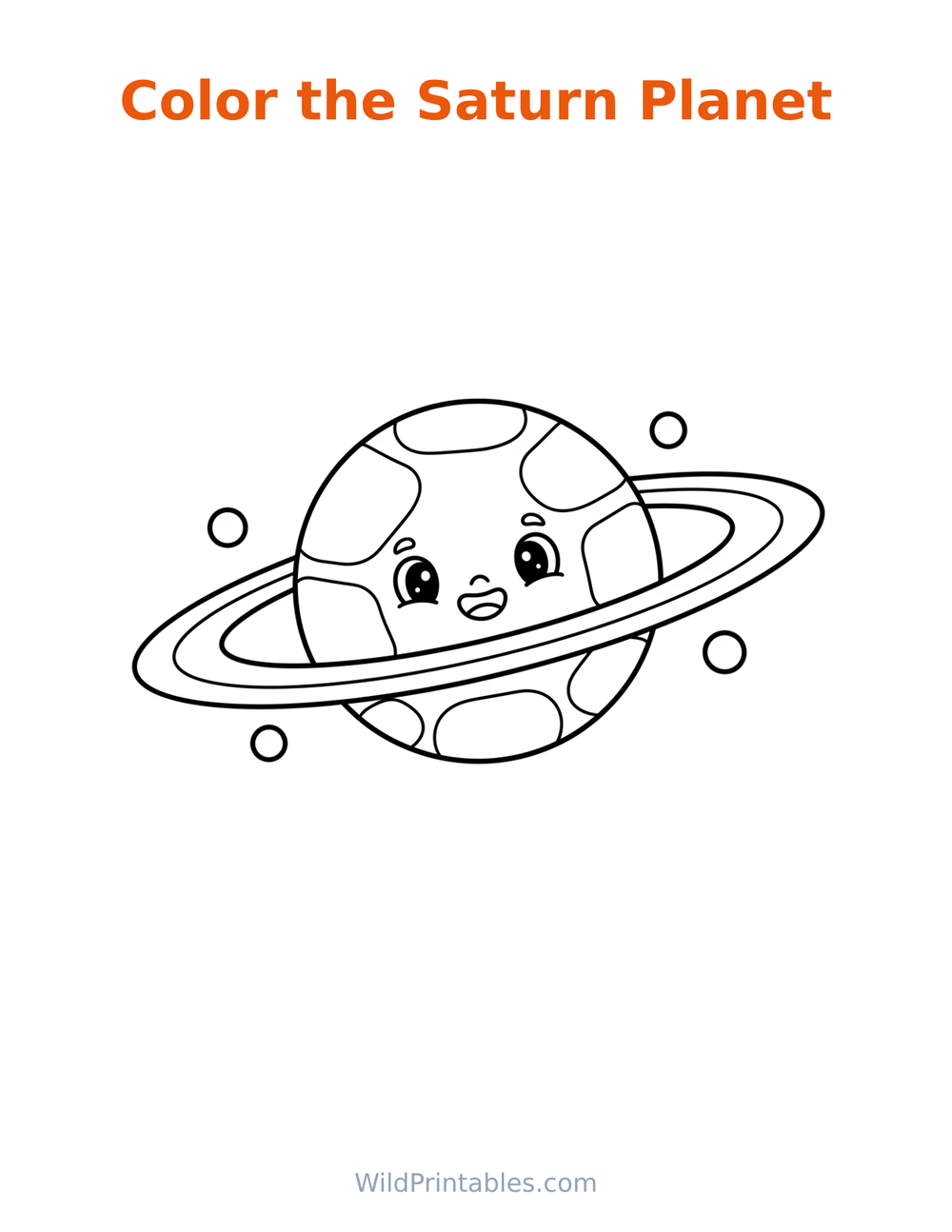 Saturn Planet Coloring Page — free printable coloring for kids