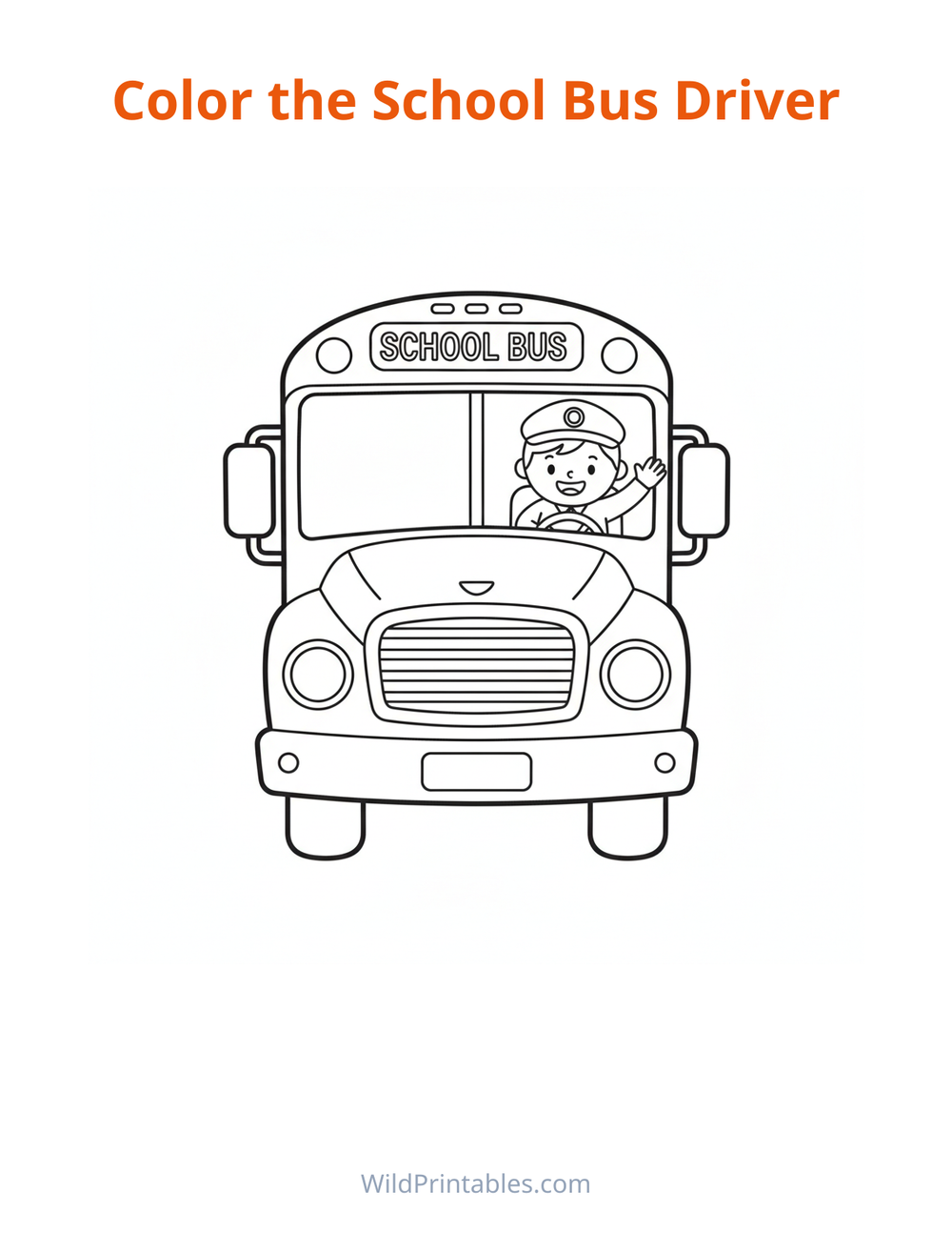 School Bus Driver Coloring Page — free printable coloring for kids