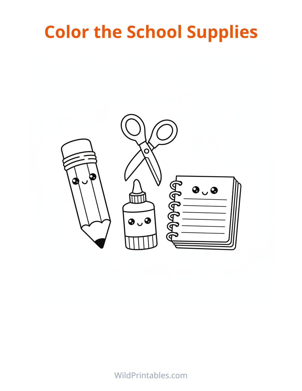 School Supplies Coloring Page — free printable coloring for kids