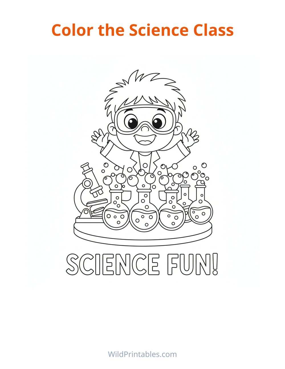 Science Class Coloring Page — free printable coloring for kids