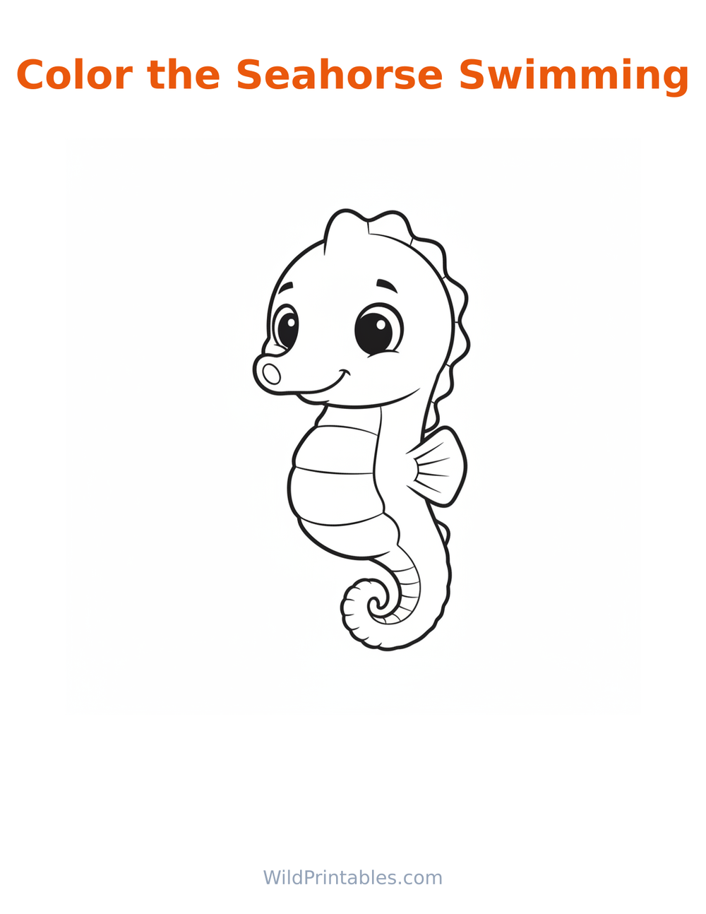 Seahorse Swimming Coloring Page — free printable coloring for kids