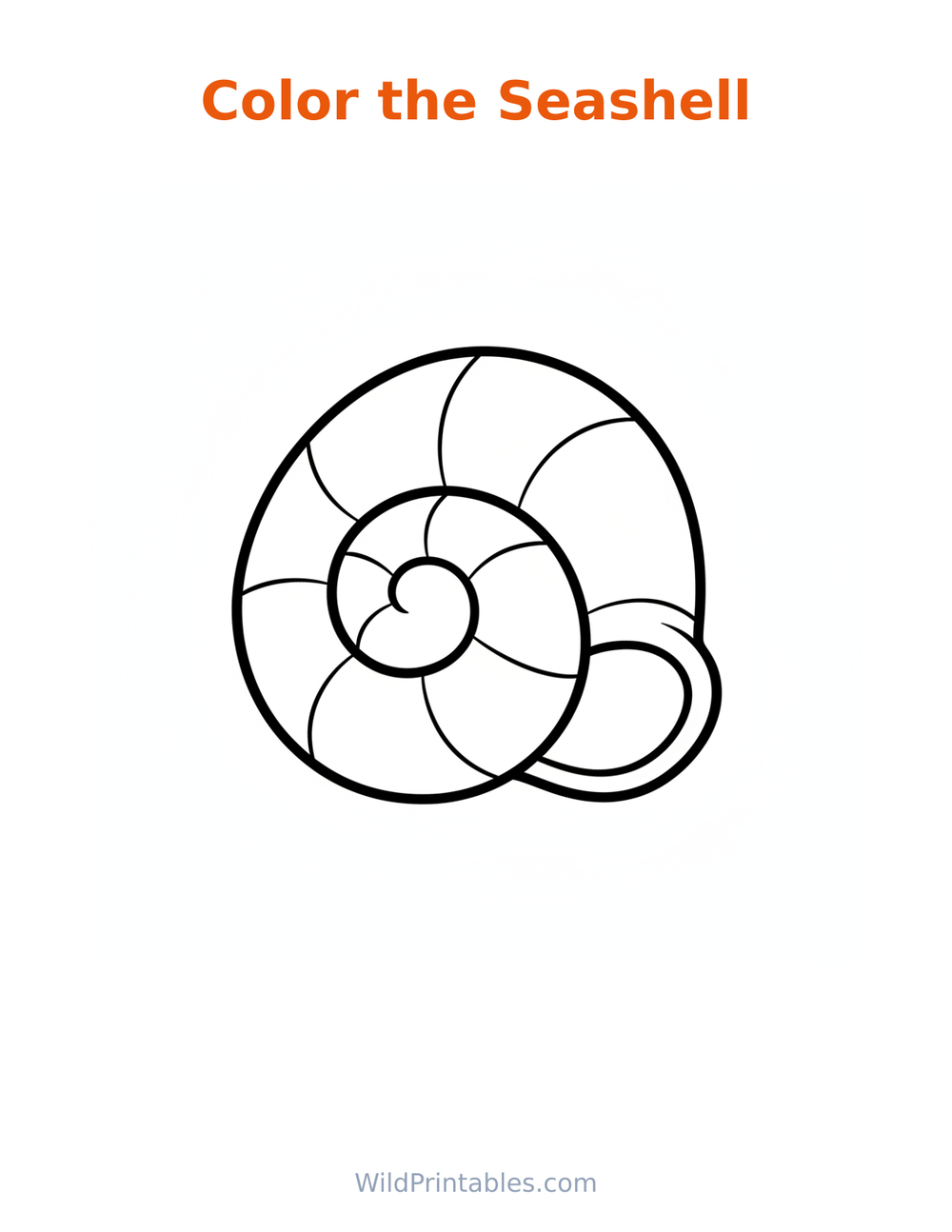 Seashell Coloring Page — free printable coloring for kids