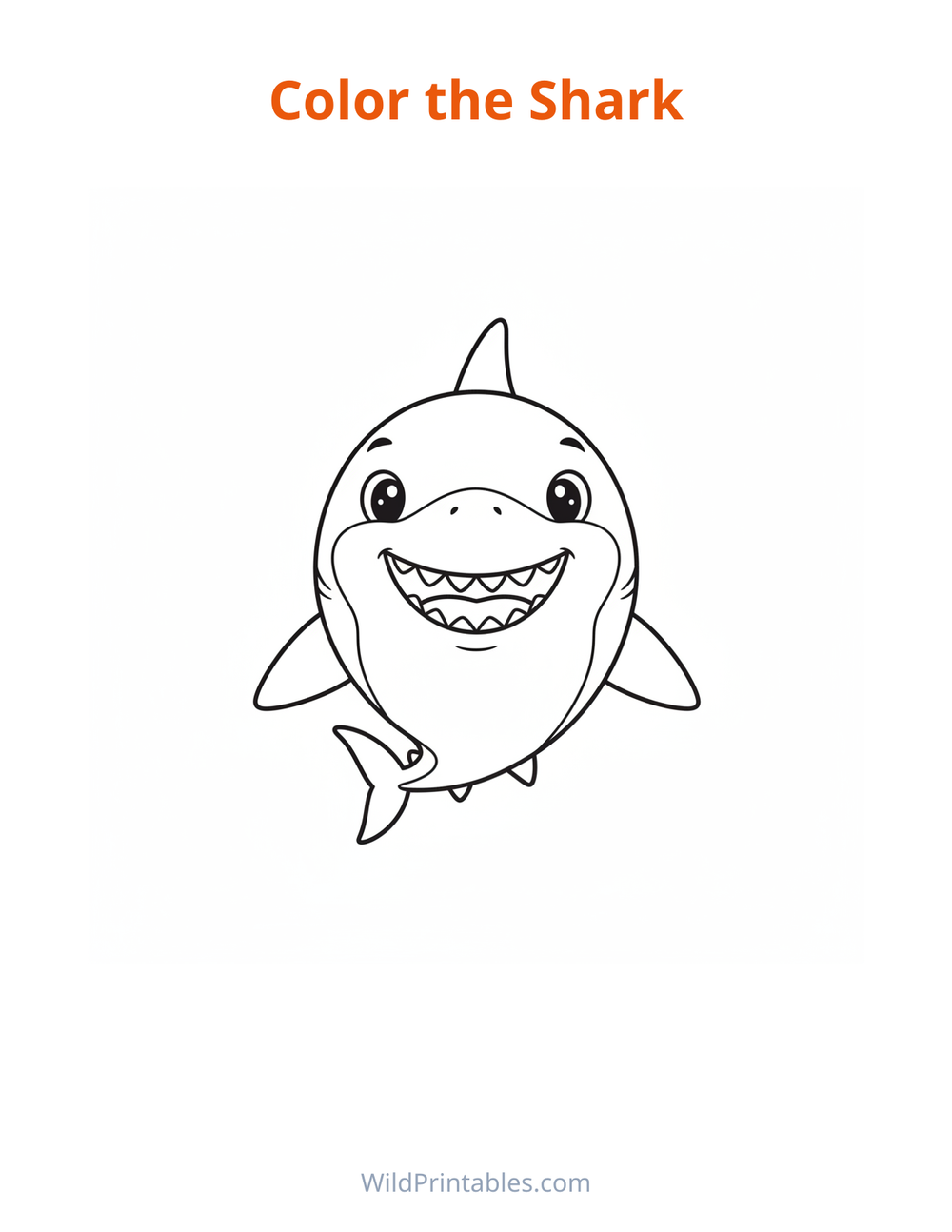 Shark Coloring Page — free printable coloring for kids