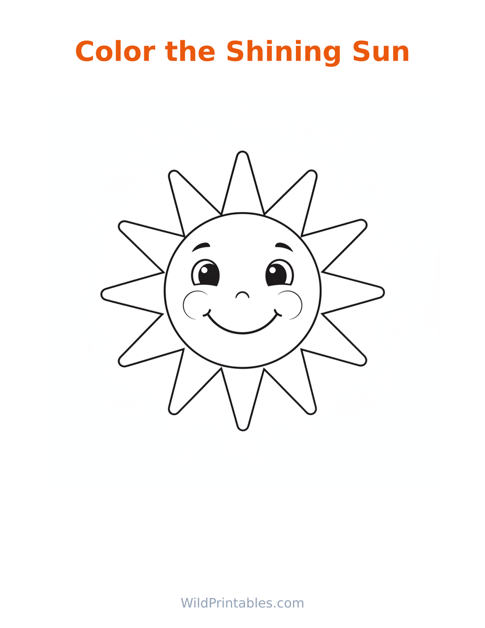 Shining Sun Coloring Page — free printable coloring for kids