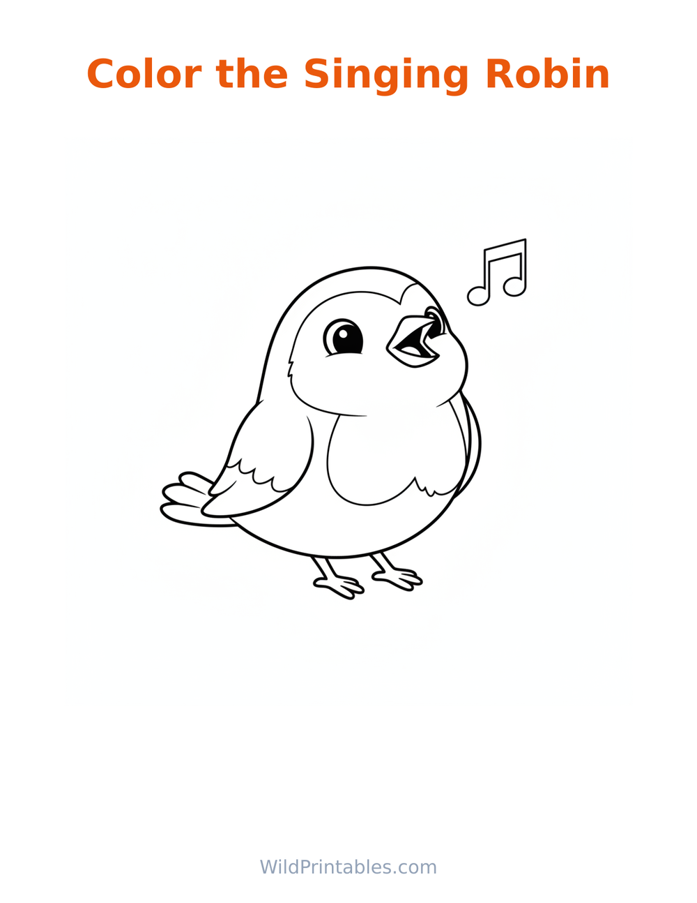 Singing Robin Coloring Page — free printable coloring for kids