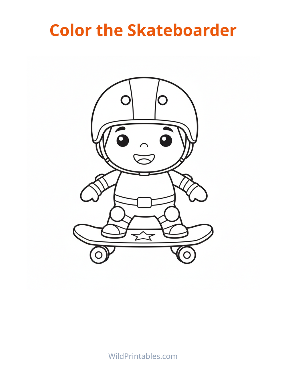 Skateboarder Coloring Page — free printable coloring for kids