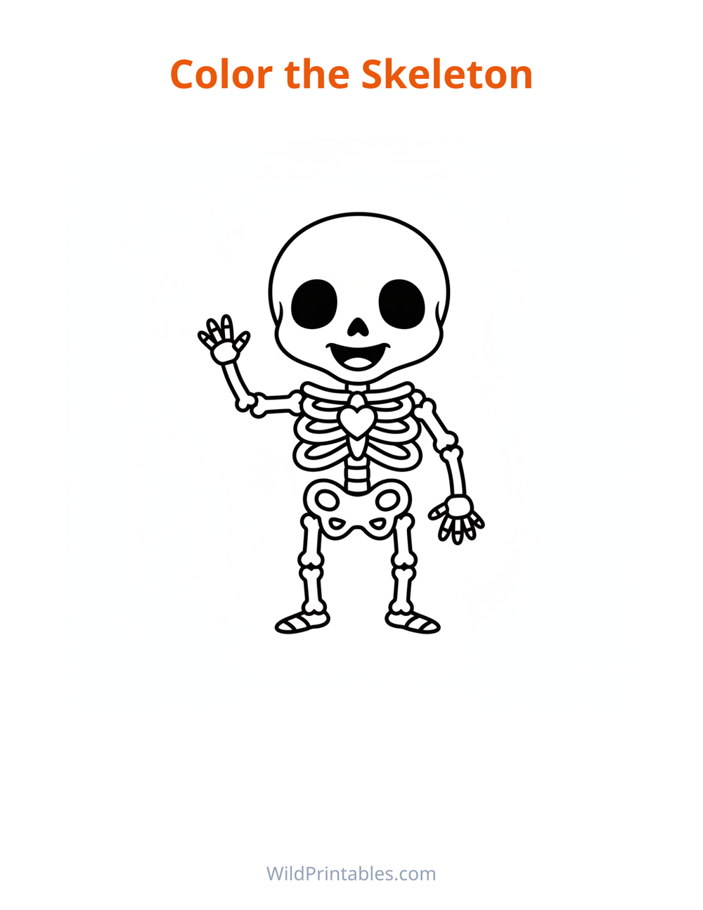 Skeleton Coloring Page — free printable coloring for kids