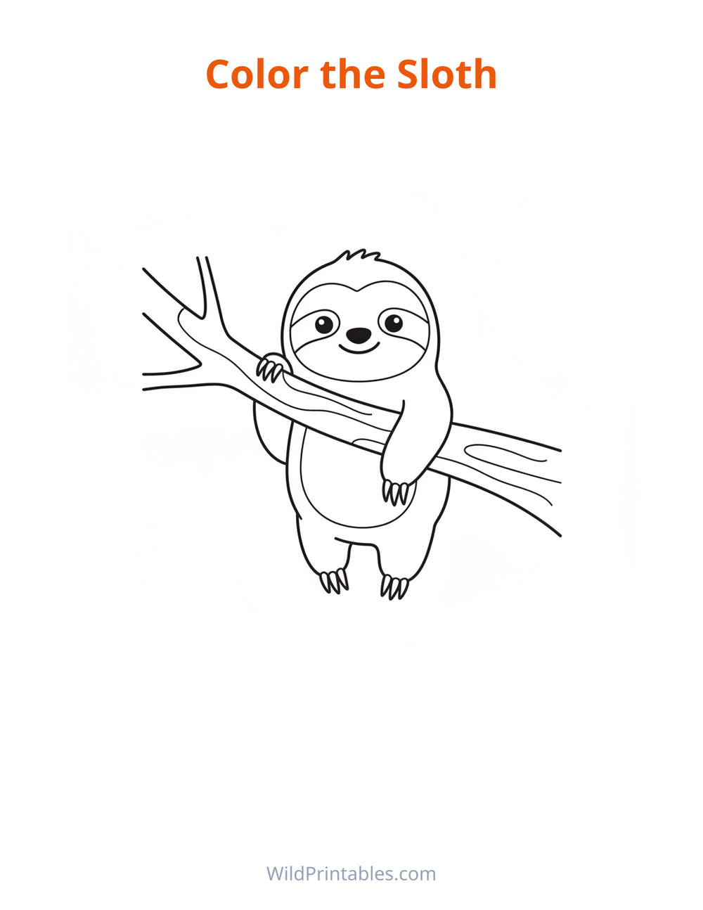 Sloth Coloring Page — free printable coloring for kids
