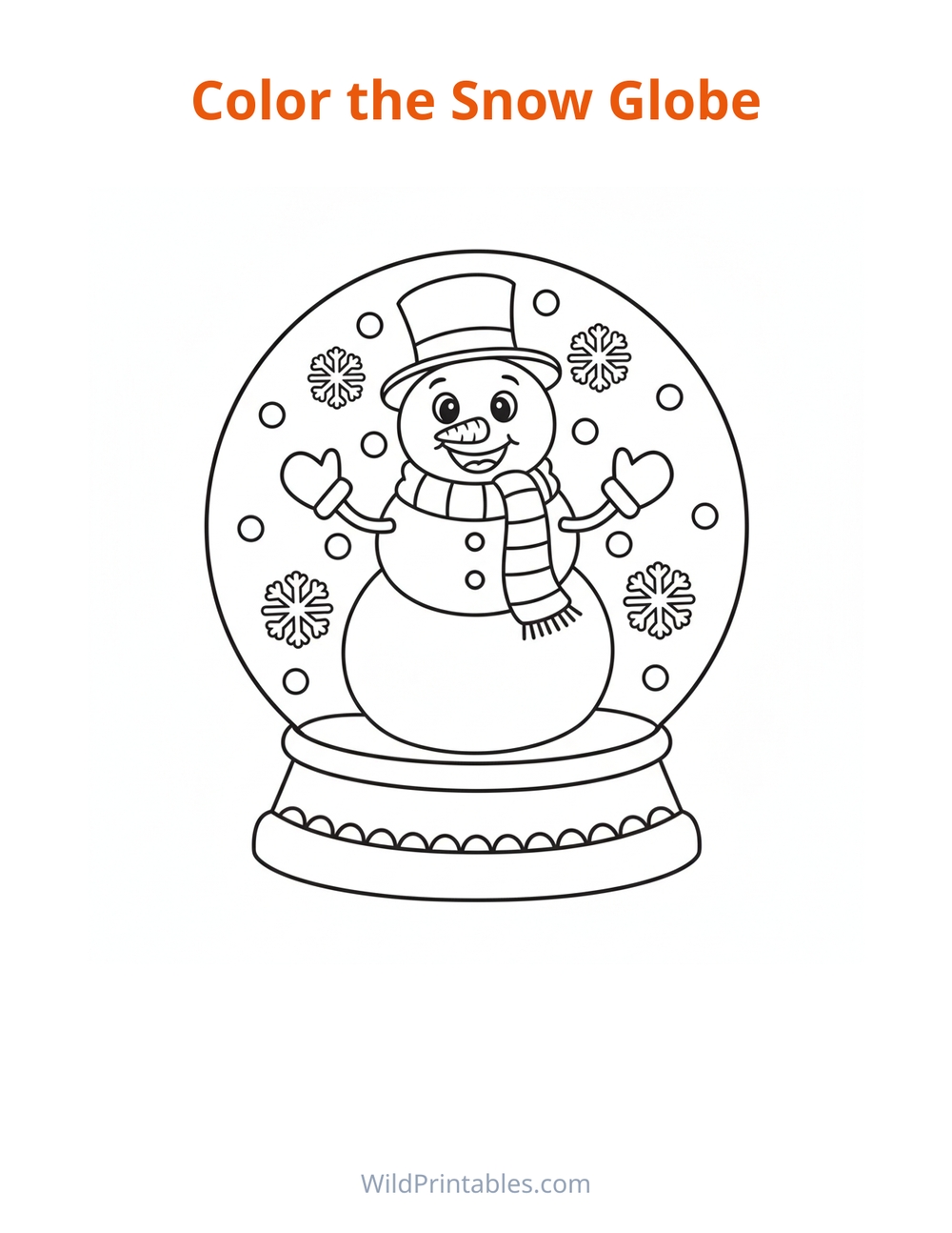 Snow Globe Coloring Page — free printable coloring for kids