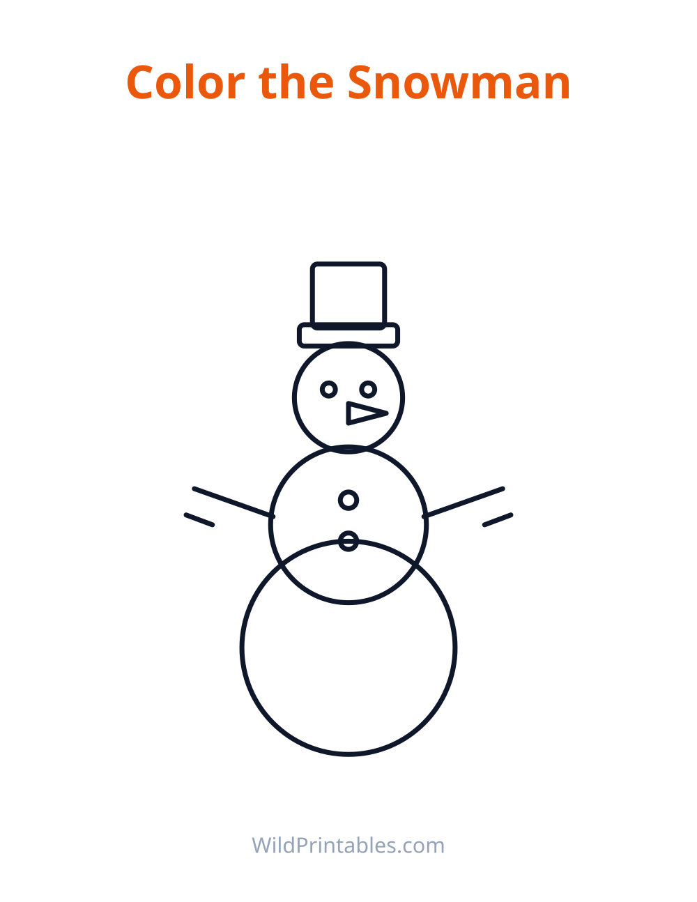 Snowman Coloring Page — free printable coloring for kids