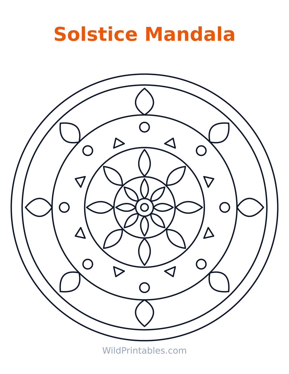 Solstice Mandala — free printable mandala for kids