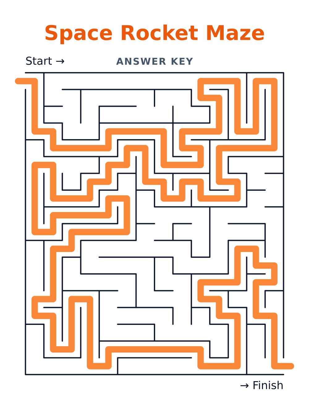 Space Rocket Maze — answer key
