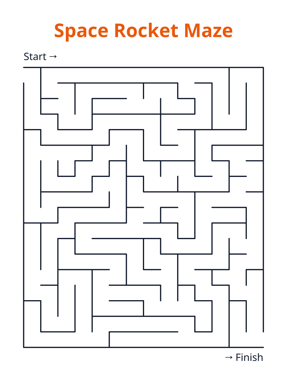 Space Rocket Maze — free printable maze for kids