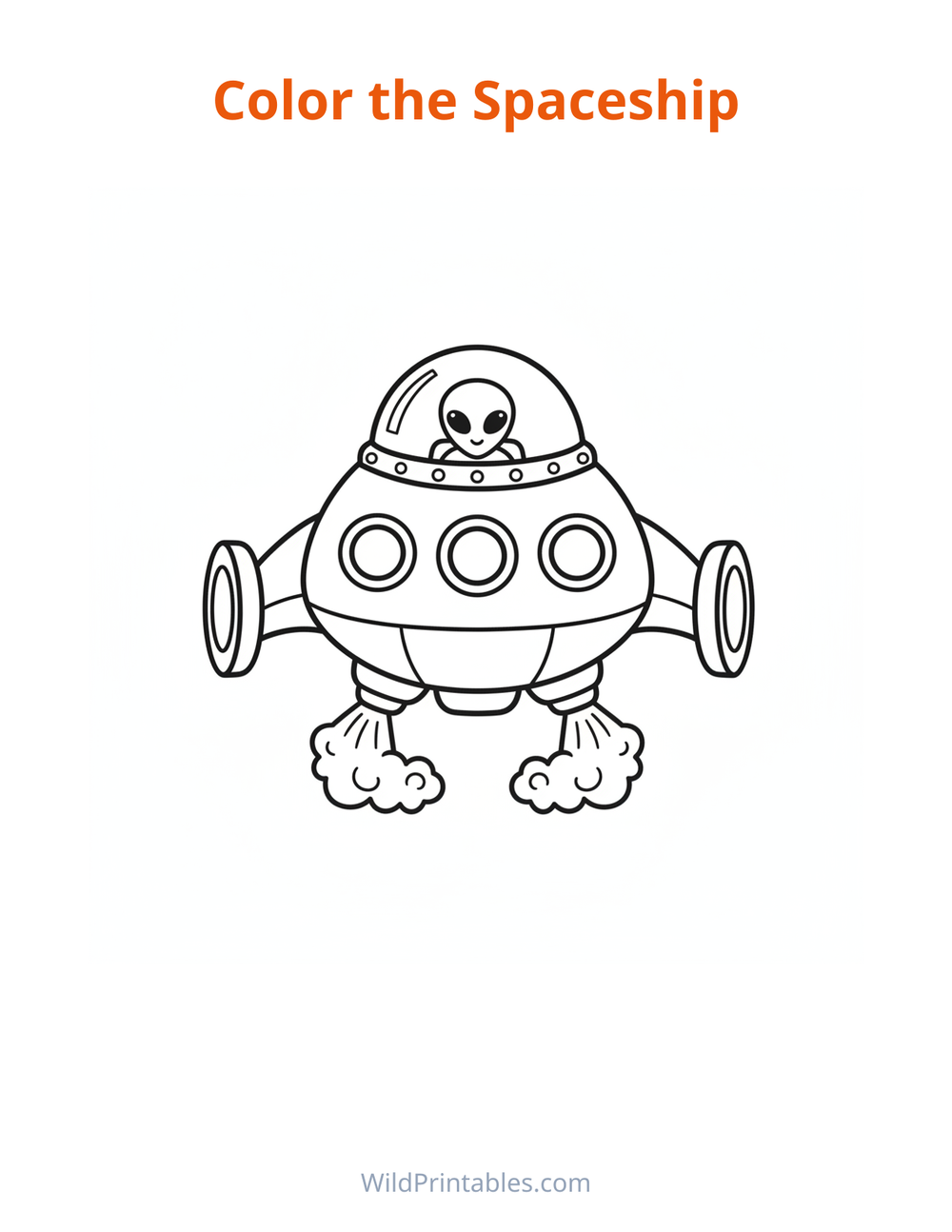 Spaceship Coloring Page — free printable coloring for kids