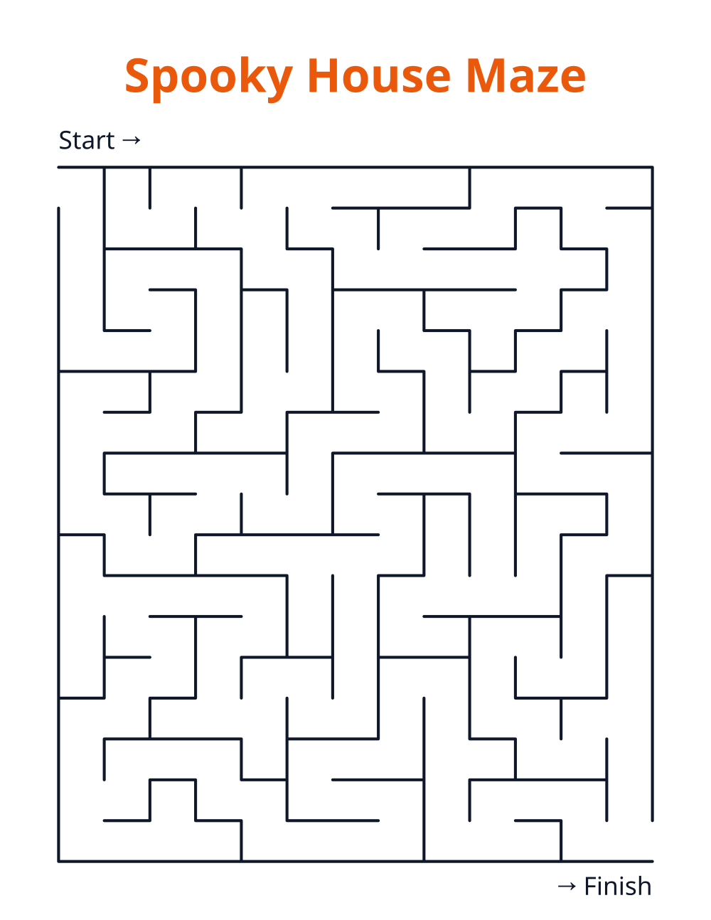 Spooky House Maze — free printable maze for kids