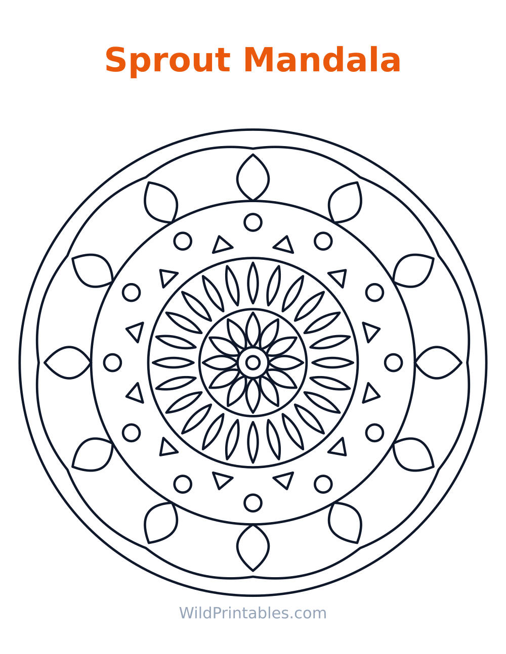 Sprout Mandala — free printable mandala for kids