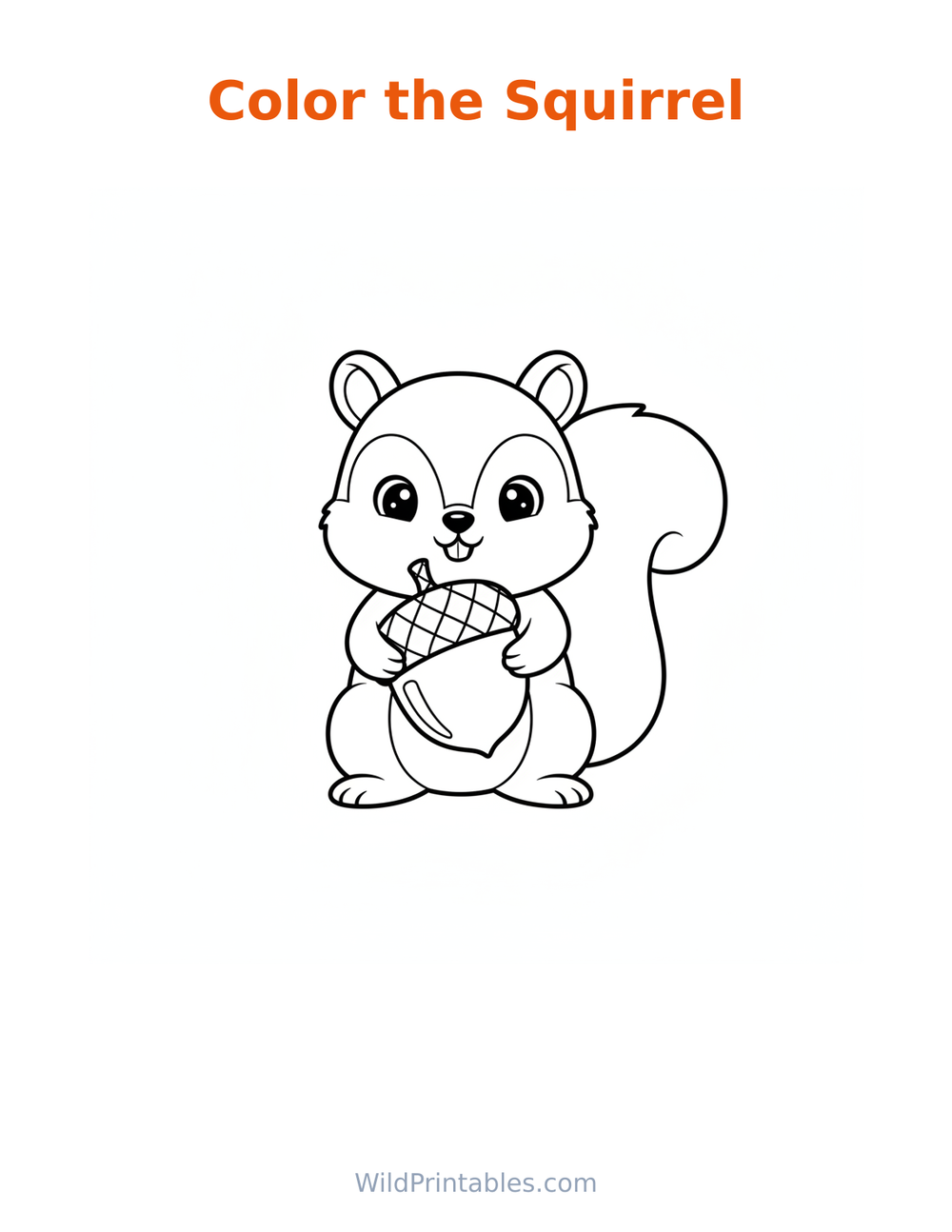 Squirrel Coloring Page — free printable coloring for kids