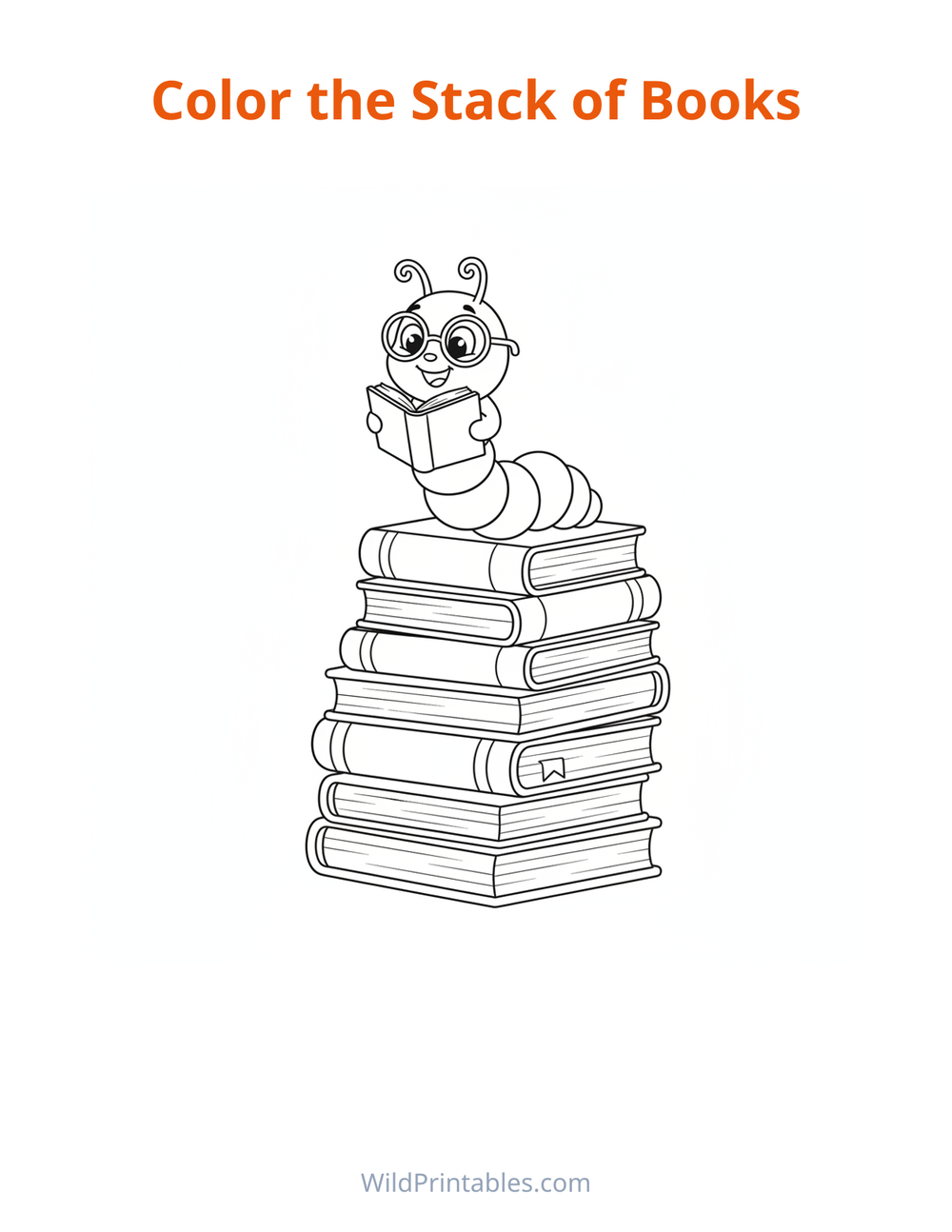 Stack of Books Coloring Page — free printable coloring for kids
