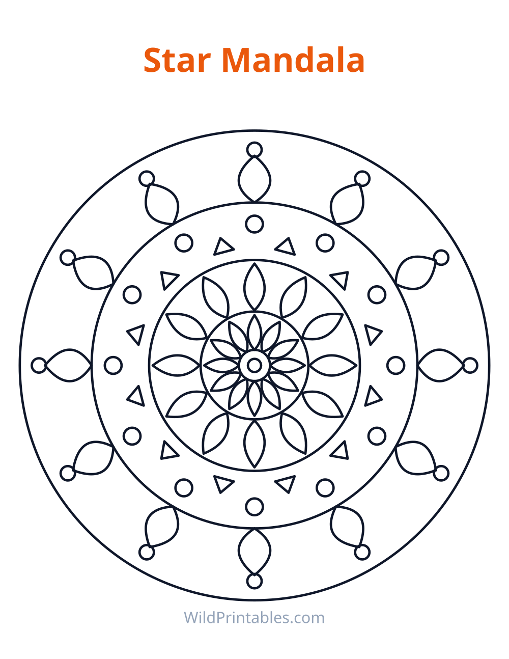 Star Mandala — free printable mandala for kids to print and color at home